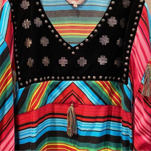 Amazing Roja Collection Serape Poncho Conchos and Studs - Picture 5 of 11